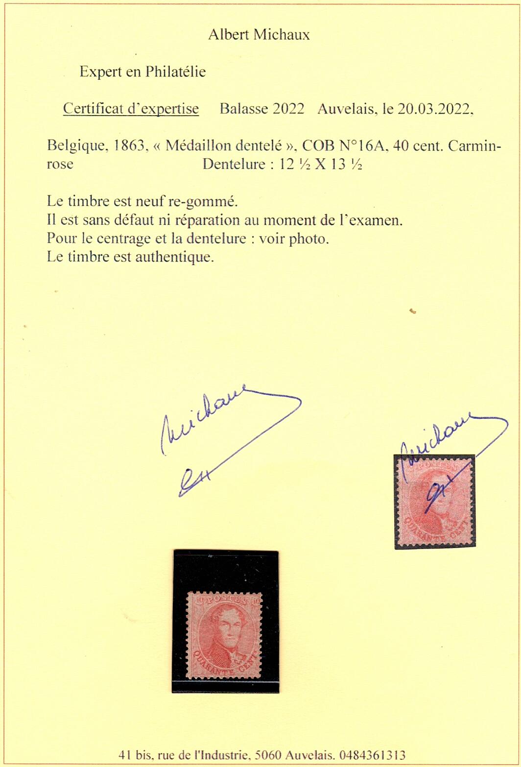 Médaillons - COB 16A (x) 